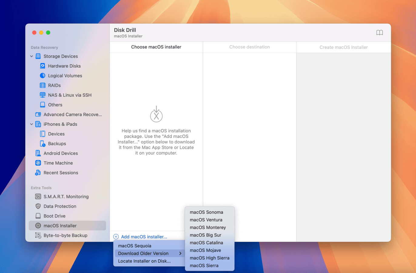 Disk Drill's macOS installer feature