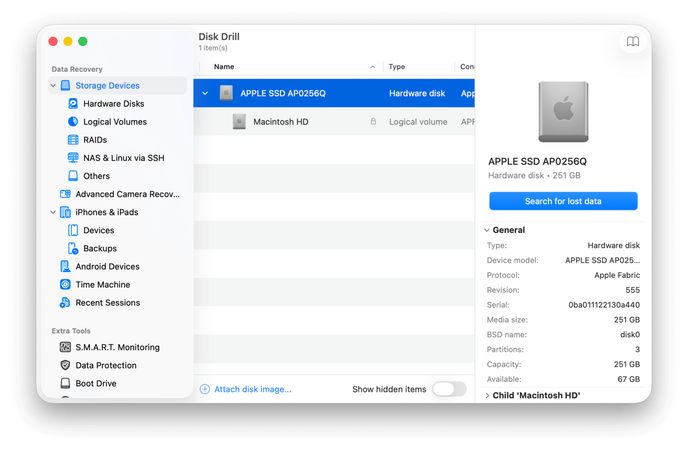 Disk Drill interface on Mac
